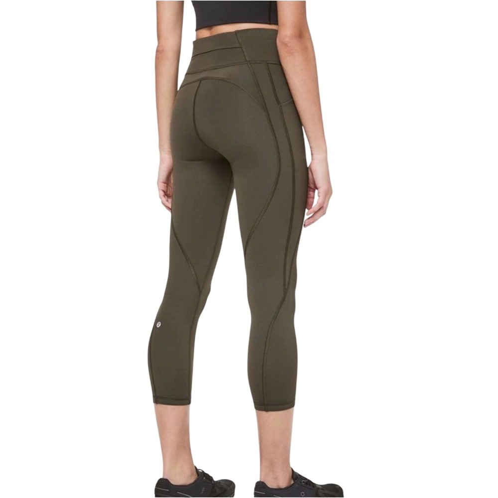 Lululemon Time To Sweat Crop High-Waist Olive Green Sculpting Capri Leggings 6 M